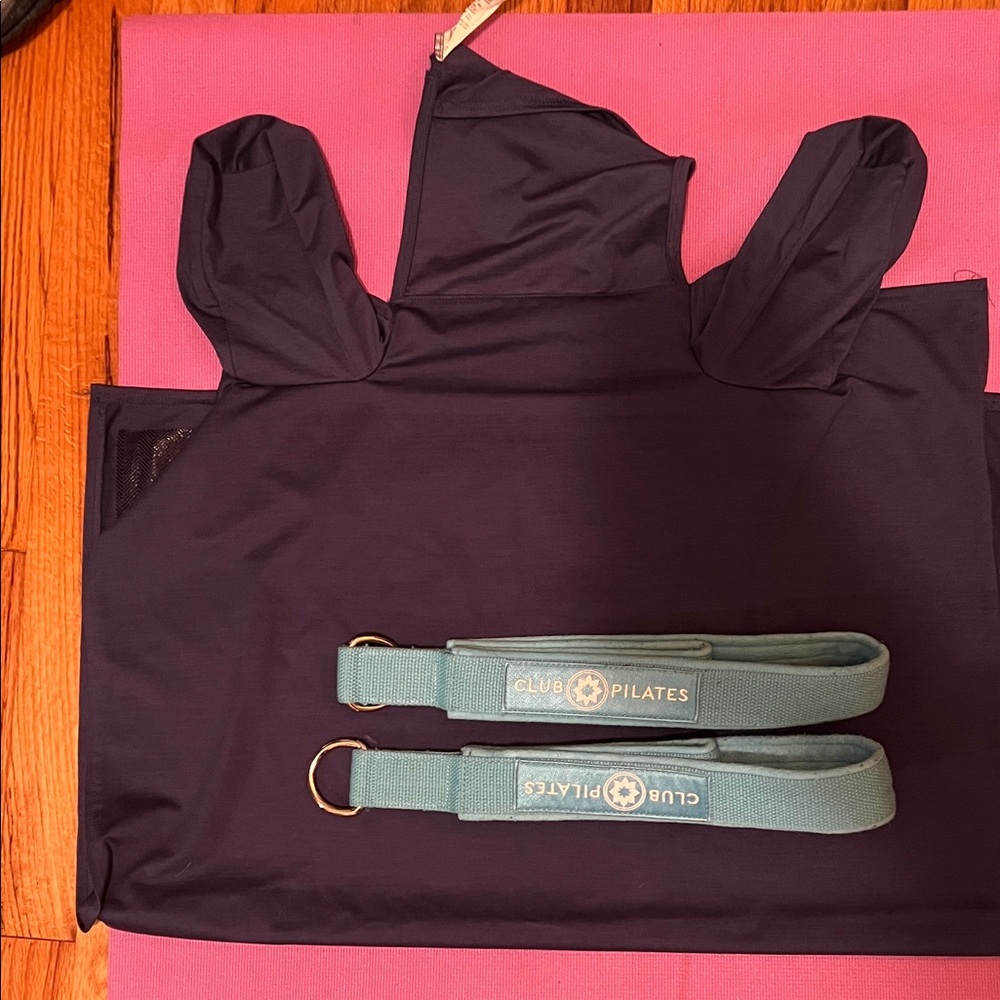 Navy Reformer Cover with Club Pilates Straps